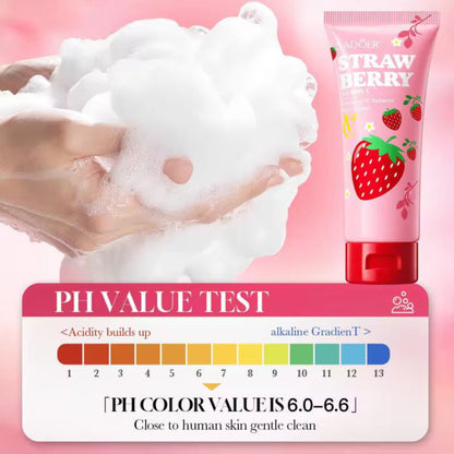 Sadoer Strawberry Vitamin C Facial Face Wash Deep Cleansing Oil Balancing