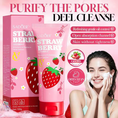 Sadoer Strawberry Vitamin C Facial Face Wash Deep Cleansing Oil Balancing