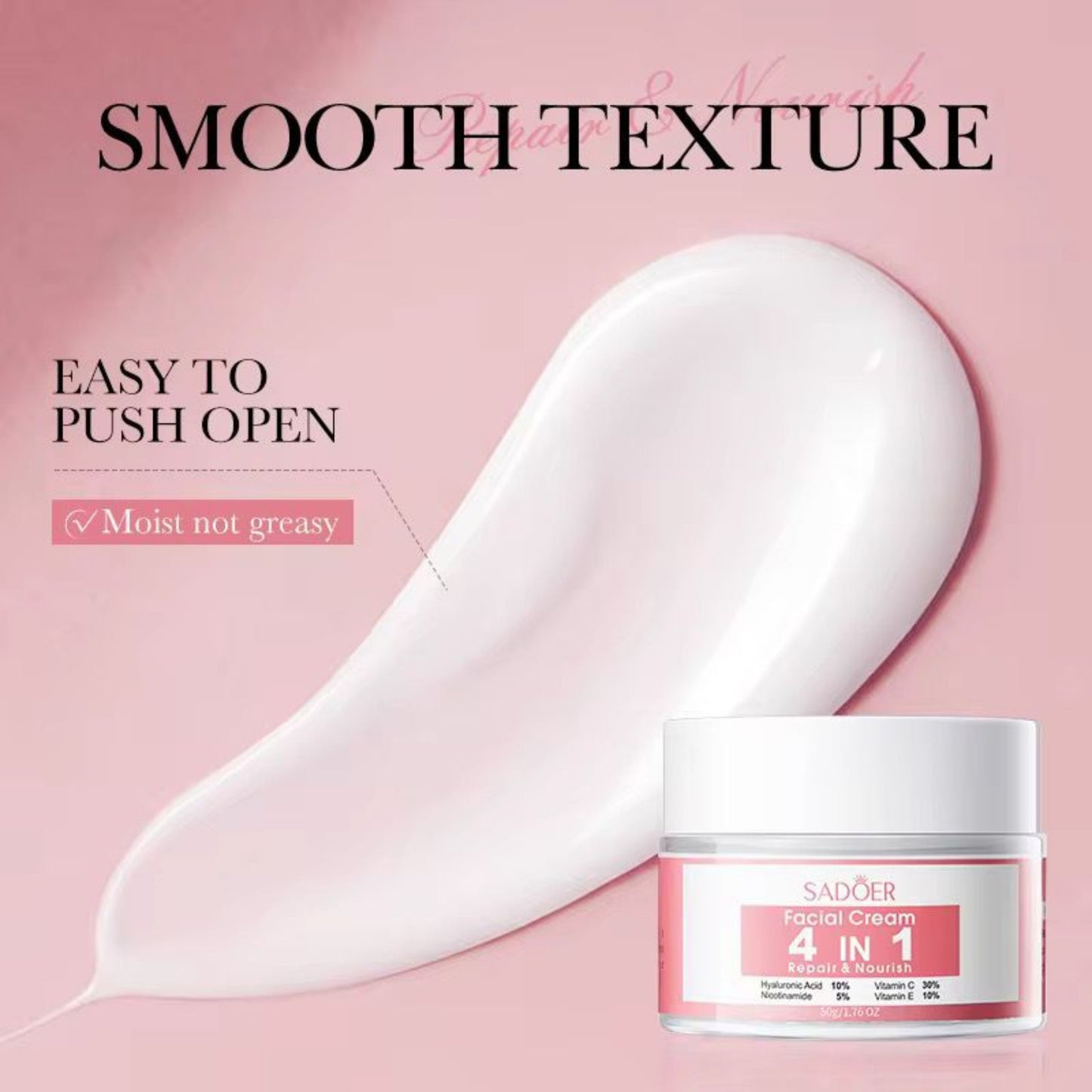 Sadoer 4 In1 Hydrating Face Cream Brightening Firming Moisturizing Smoothing Skin Cream
