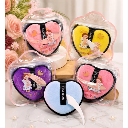 Heart Shape Facial Powder Puff Soft Makeup Sponge Pack Of 2