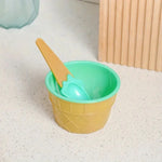 Cute Waffle Design Ice Cream Cup With Spoon