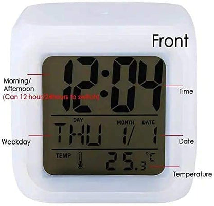 Digital Alarm Clock Light Up Cube Alarm Clock 7 Colors Change