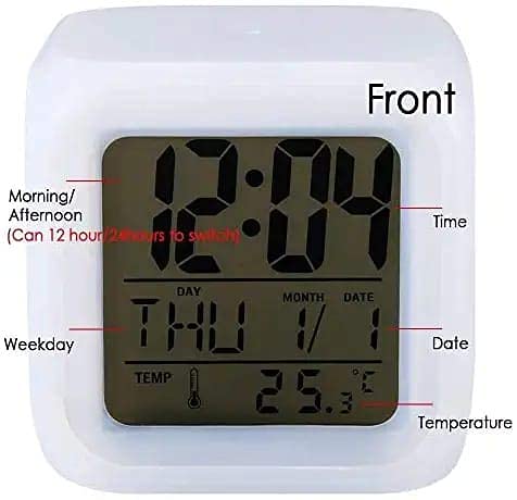 Digital Alarm Clock Light Up Cube Alarm Clock 7 Colors Change