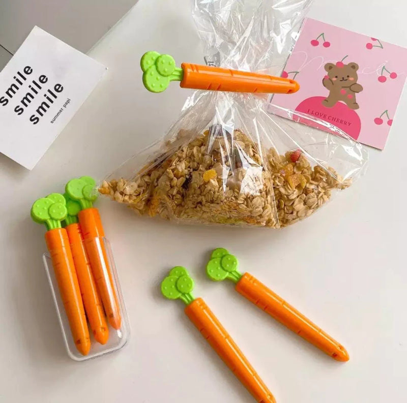 Set Of 5 Carrot Shaped Food Snack Bag Sealing Clip