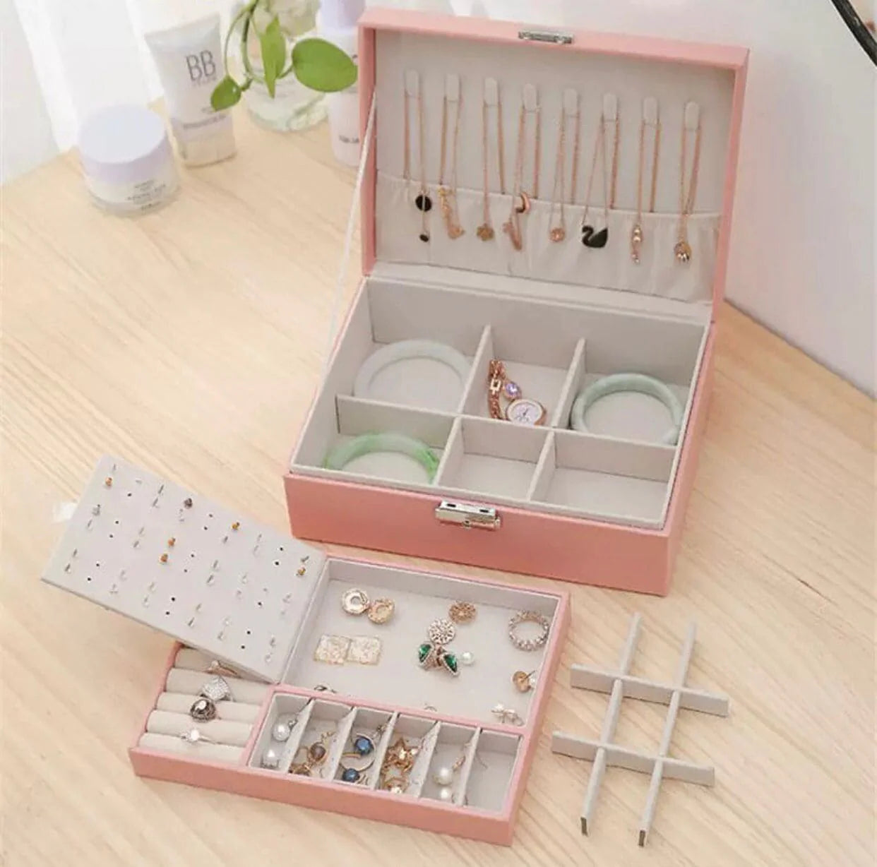 2 Layer Luxurious Leather Jewelry Organizer 1856