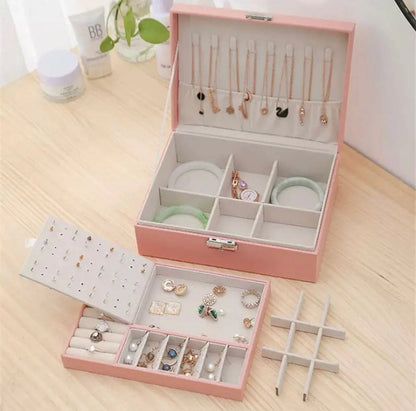 2 Layer Luxurious Leather Jewelry Organizer 1856