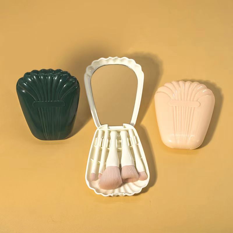New Elegant 5pcs Shell Mirror Plastic Box Brush Set