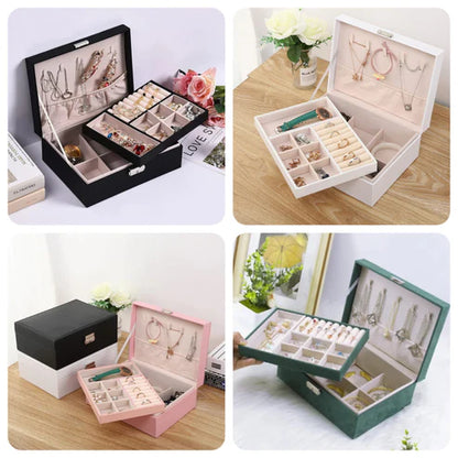 2 Layer Luxurious Leather Jewelry Organizer