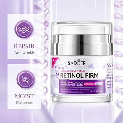 Sadoer Anti‑Aging Retinol Firm Wrinkle Reduction Peptides + Collagen Eye Cream 30g