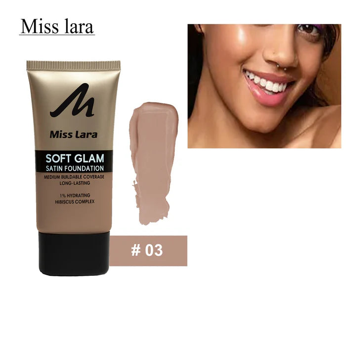 Miss Lara Soft Glam Satin Foundation  Medium Buildable Coverage