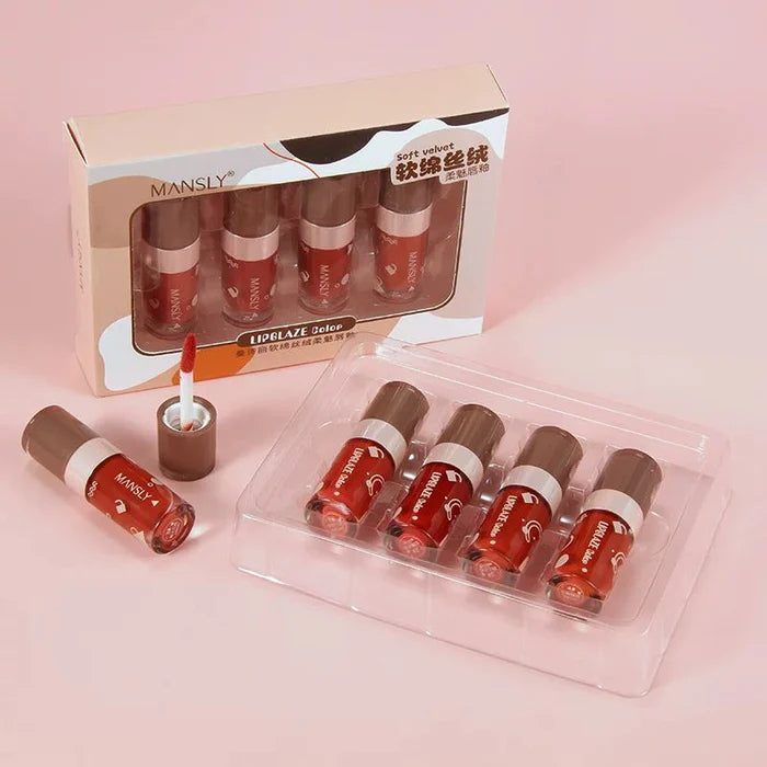 Mansly Velvet Air Lip Gloss Lip Mud Lip Glaze 4 Color Set
