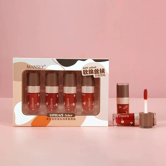 Mansly Velvet Air Lip Gloss Lip Mud Lip Glaze 4 Color Set