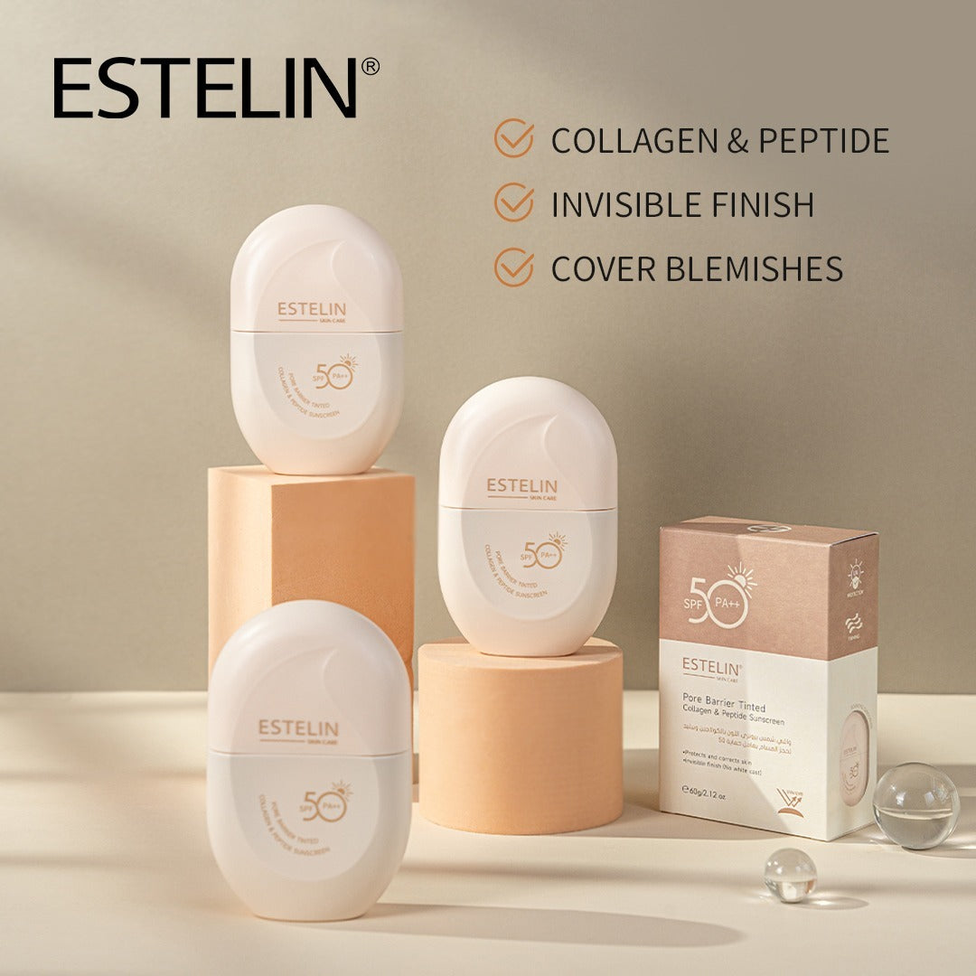 Estelin Pore Repair Tinted Sunscreen SPF 50 Collagen And Peptide