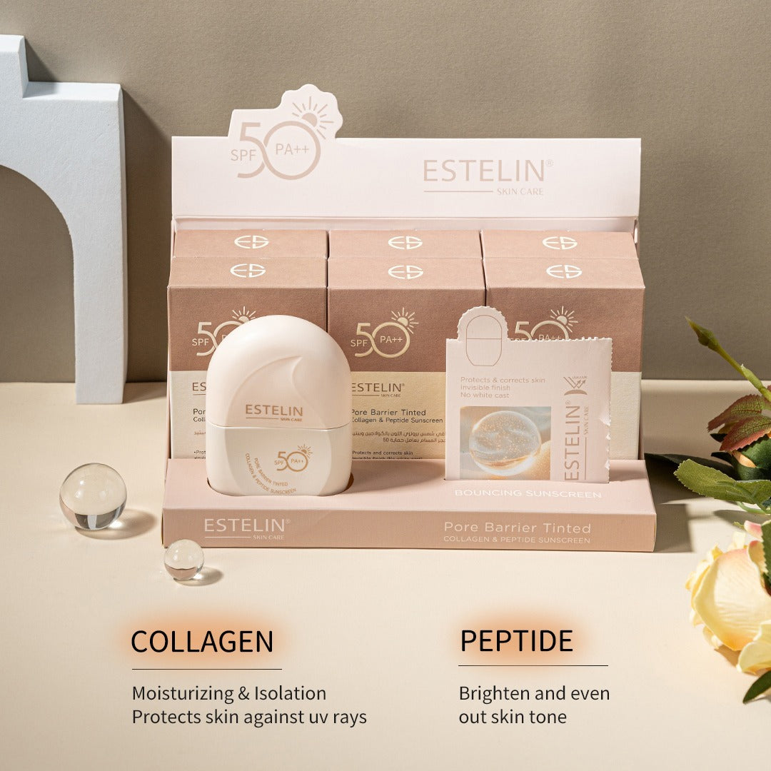 Estelin Pore Repair Tinted Sunscreen SPF 50 Collagen And Peptide