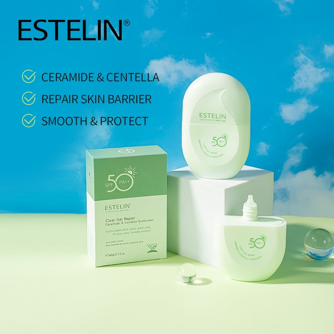 Estelin Clear Gel Repair Sunscreen SPF 50 Ceramide And Centella