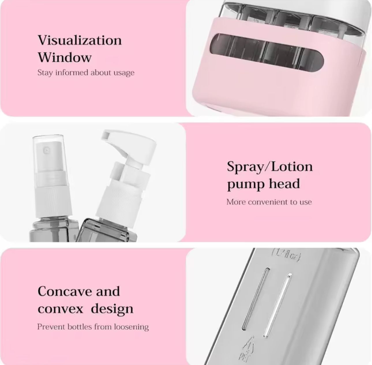 Premium Quality Travel Bottles Leak Proof 4 in 1 Refillable Plastic Bottles with Lid