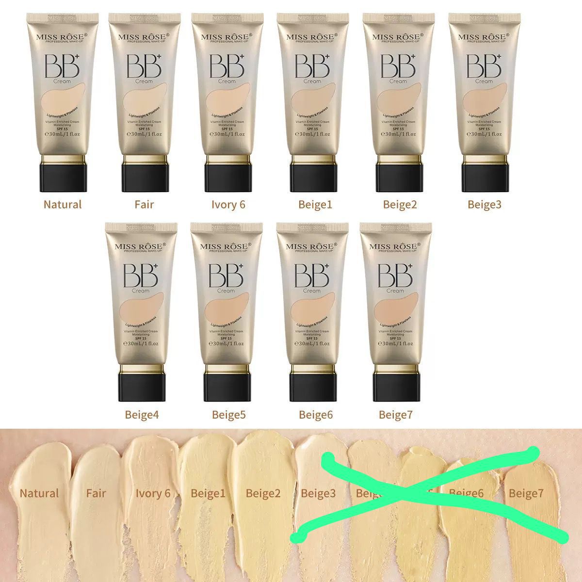 Miss Rose BB Cream Lightweight Flawless Coverage 30ml