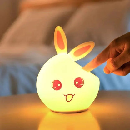 Cute Rabbit Silicone Led Night Lamp with Cell Operated