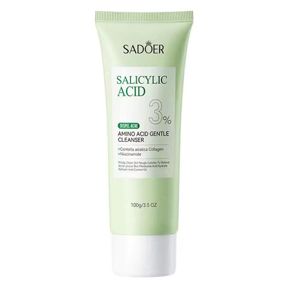 Sadoer Salicylic Acid Acne Clearing Amino Acid Gentle Facial Cleanser Deep Cleanse Oil Control Face Wash for Acne