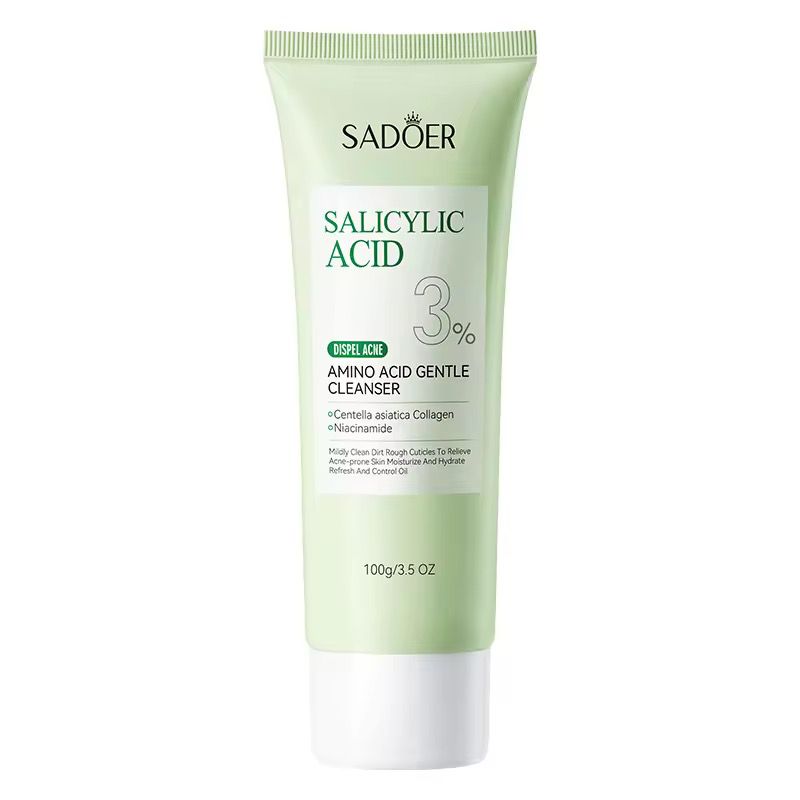 Sadoer Salicylic Acid Acne Clearing Amino Acid Gentle Facial Cleanser Deep Cleanse Oil Control Face Wash for Acne