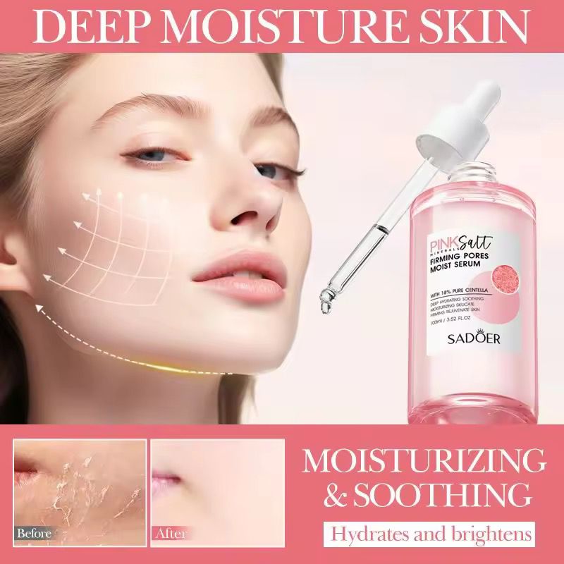 Sadoer Himalayan Pink Salt Moisturizing Essence Shrink Pores Tighten Skin Deep Hydration Refresh Skin Care Facial Serum