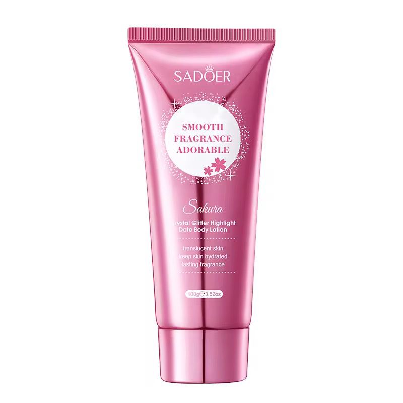 Sadoer Cherry Blossom Whitening Anti Wrinkle Vegan Herbal Scent Hydrating Moisturizing Body Lotion Highlighter Smooth Skin