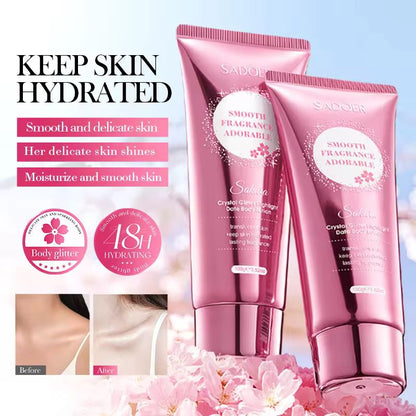 Sadoer Cherry Blossom Whitening Anti Wrinkle Vegan Herbal Scent Hydrating Moisturizing Body Lotion Highlighter Smooth Skin