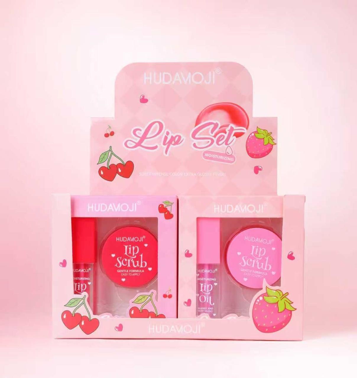 Hudamoji Lip Gloss Lip Scrub Set