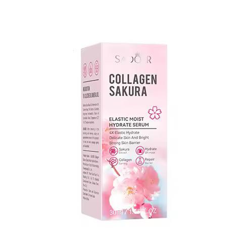 Sadoer Sakura Collagen Elastic Moisturizing 30ml Pink Face Liquid Anti Wrinkle Skin Revitalizer Sakura Face Serum