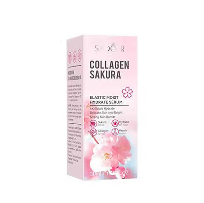 Sadoer Sakura Collagen Elastic Moisturizing 30ml Pink Face Liquid Anti Wrinkle Skin Revitalizer Sakura Face Serum