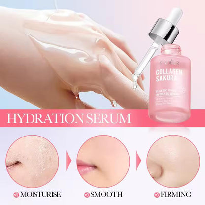 Sadoer Sakura Collagen Elastic Moisturizing 30ml Pink Face Liquid Anti Wrinkle Skin Revitalizer Sakura Face Serum