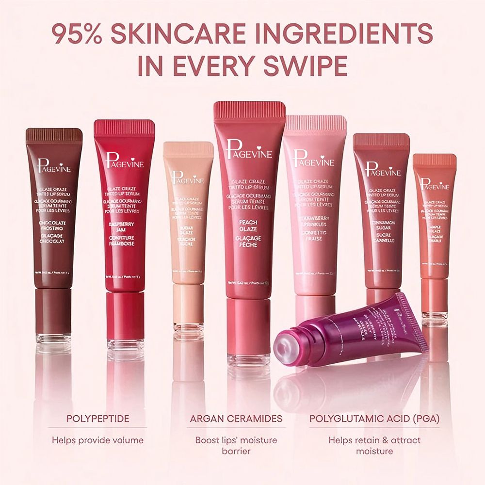 PageVine Glaze Craze Tinted Lip Serum 8Pc Set