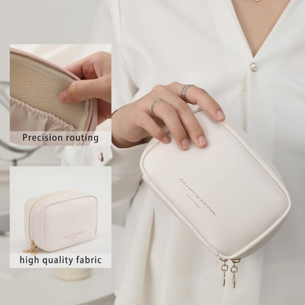 Travel Friendly Soft Touch Portable Cosmetics And Vanity Pouch
