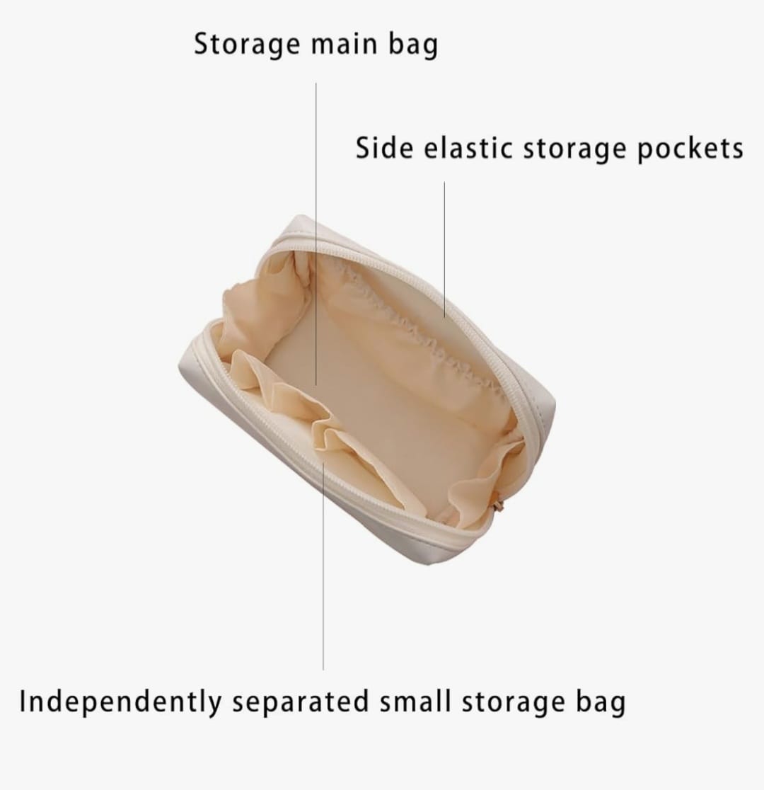 Travel Friendly Soft Touch Portable Cosmetics And Vanity Pouch