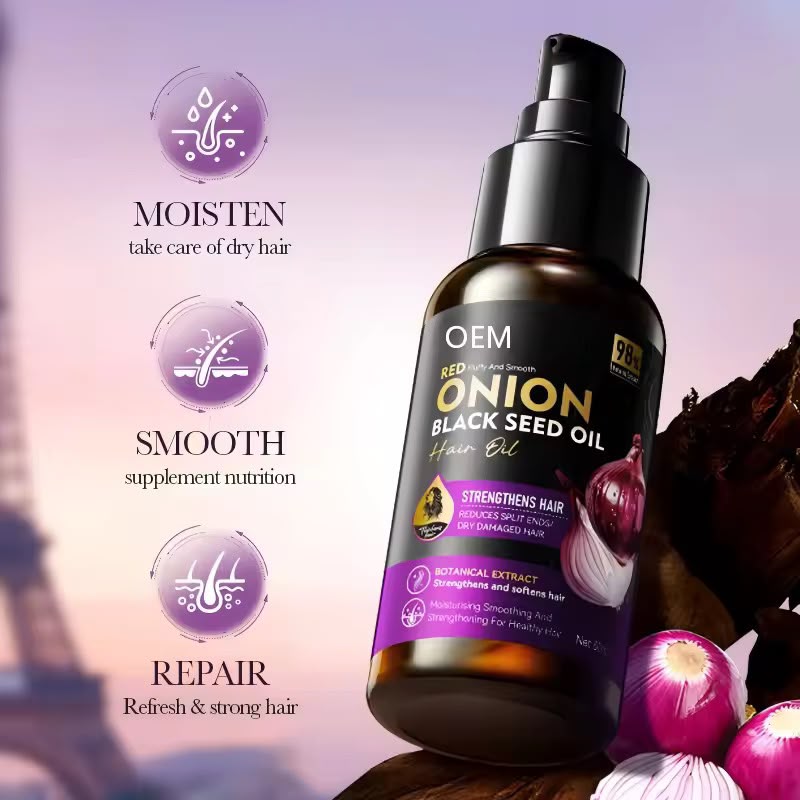 Sadoer Onion Black Seed Hair Oil Anti Frizz Repair Serum