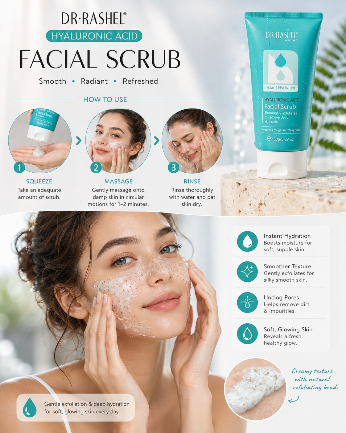 Dr Rashel Hyaluronic Acid Facial Scrub For Smooth Skin