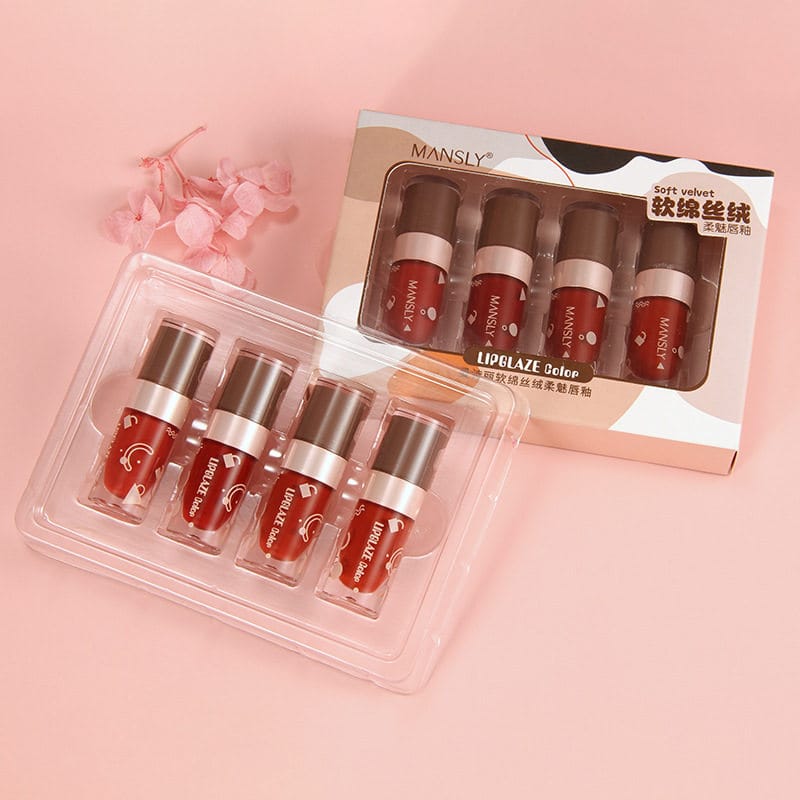Mansly Velvet Air Lip Gloss Lip Mud Lip Glaze 4 Color Set