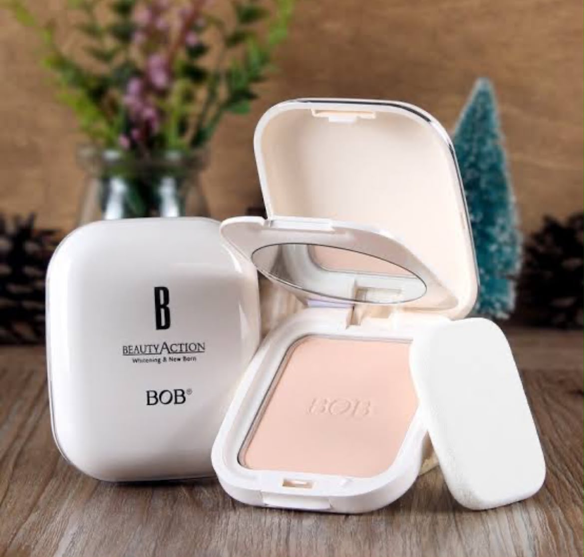 BOB Beauty Compact Powder Long Lasting Oil Control Makeup For Fair To Medium Skin Tone