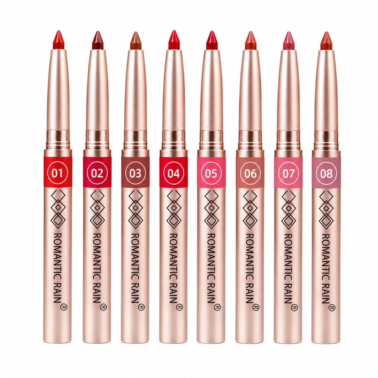Romantic Rain New Color Waterproof Lip Liner Pen 8Pcs Set