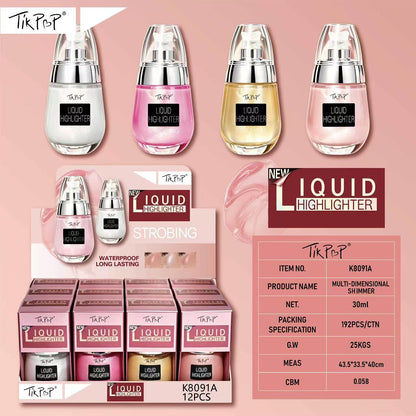 TikPop Radiant Glow Liquid Highlighter Pack of 4