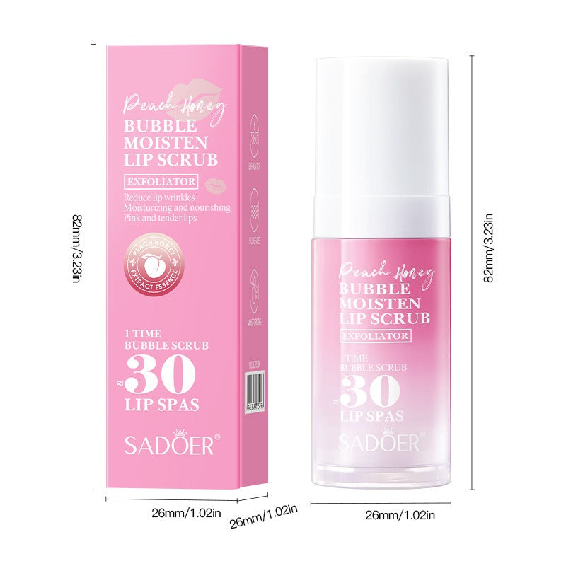 Sadoer Peach Honey Bubble Moisten Lip Scrub