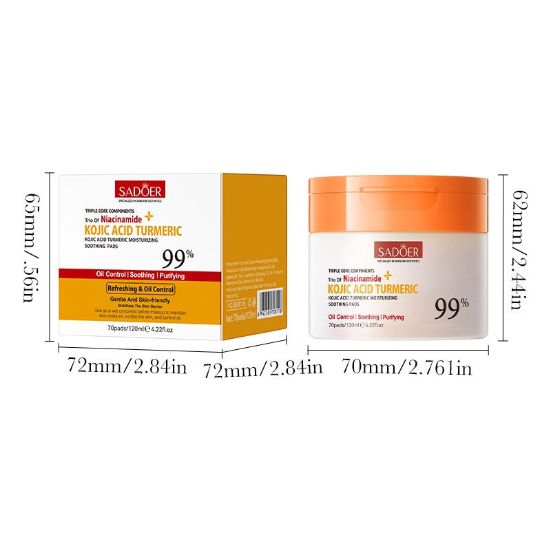 Sadoer Niacinamide Kojic Acid Turmeric Soothing Pads – 70 Pads