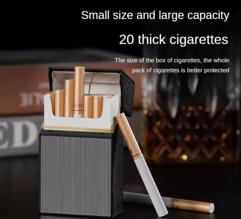 Cigarette Case With USB Electric Lighter Flameless BOX Windproof Moisture Proof Box