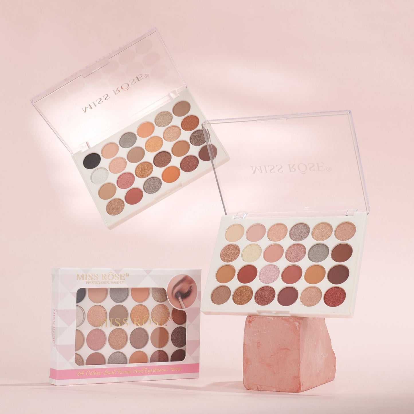 Miss Rose 24 Color Small Round Pearl Eyeshadow Palette