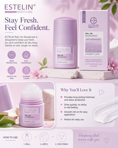 ESTELIN Deodorant Roll On Shower Clean 48Hr Protection 50ml