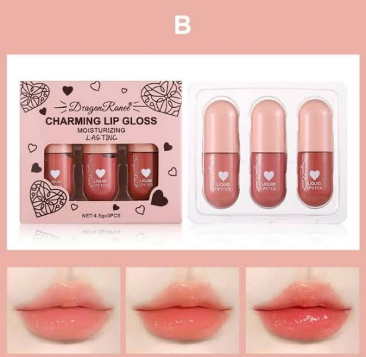 Dragon Ranee Charming Lip Gloss 3Pcs Set