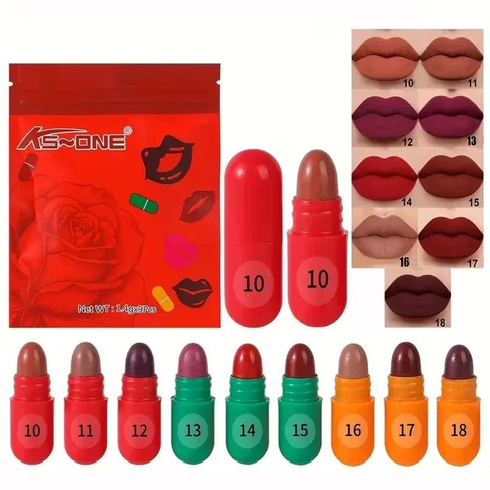 KS-One Mini Capsule Lipstick Hot Color 9 Pcs Set