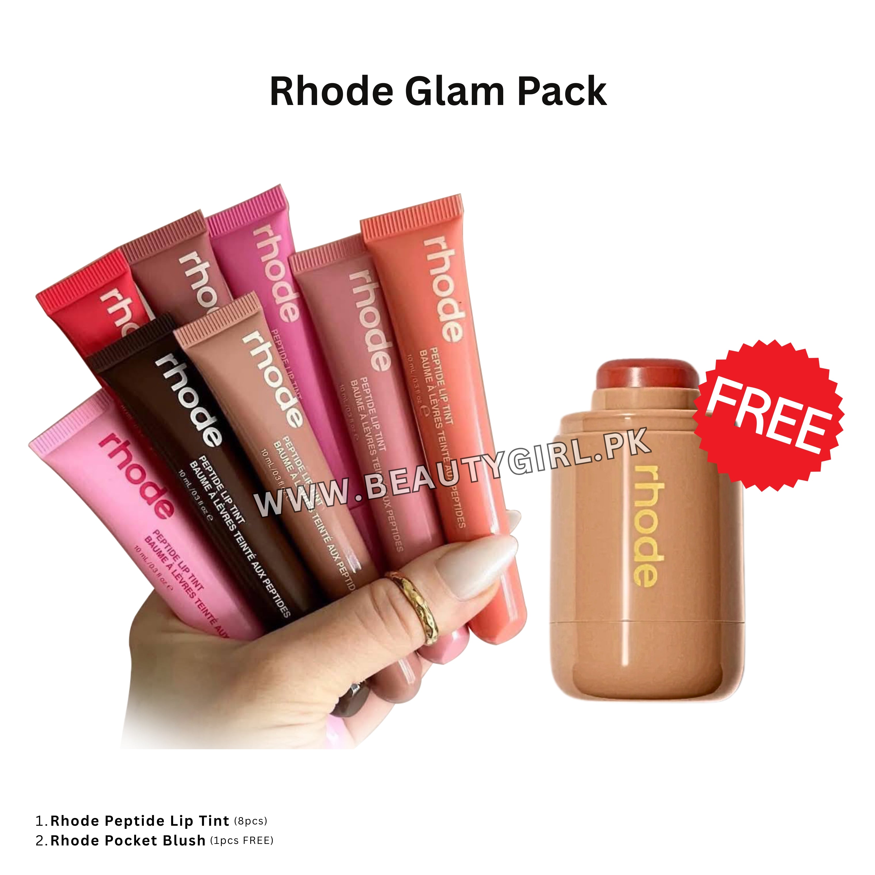 Rhode Peptide Lip Tint 8Pcs + Rhode Pocket Blush (FREE