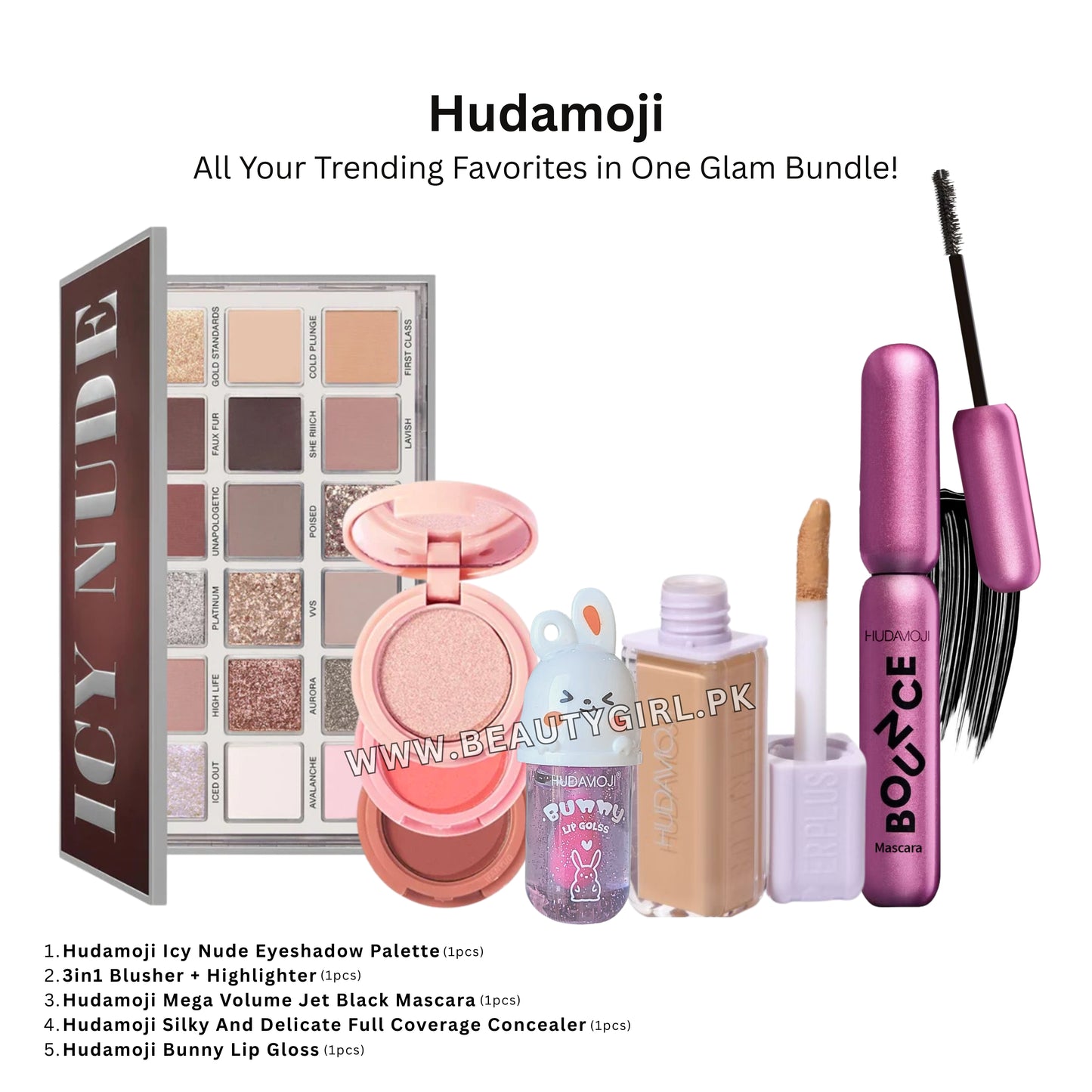 Hudamoji All Your Trending Favorites in One Glam Bundle 5in1 Makeup Deal