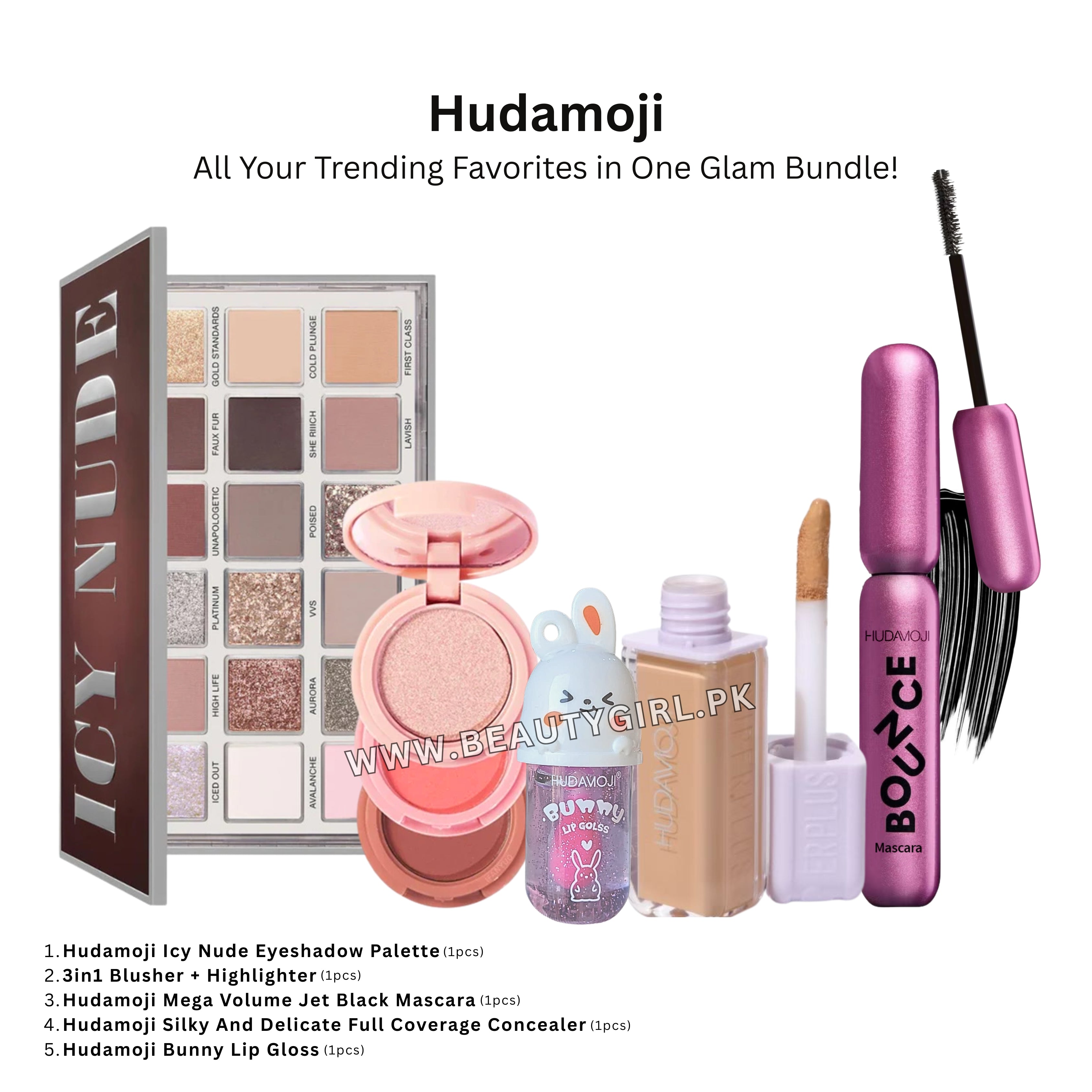 Hudamoji All Your Trending Favorites in One Glam Bundle 5in1 Makeup Deal